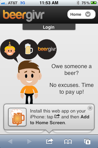 BeerGivr Mobile Homepage